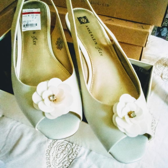 Anne Klein Shoes - Anne Klein Peep Toe Slingback with Rose Embeliashment